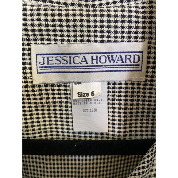 Jessica Howard Womens Vintage Houndstooth Maxi Dress 6 Mandarin Collar Tie Waist - Picture 4 of 7